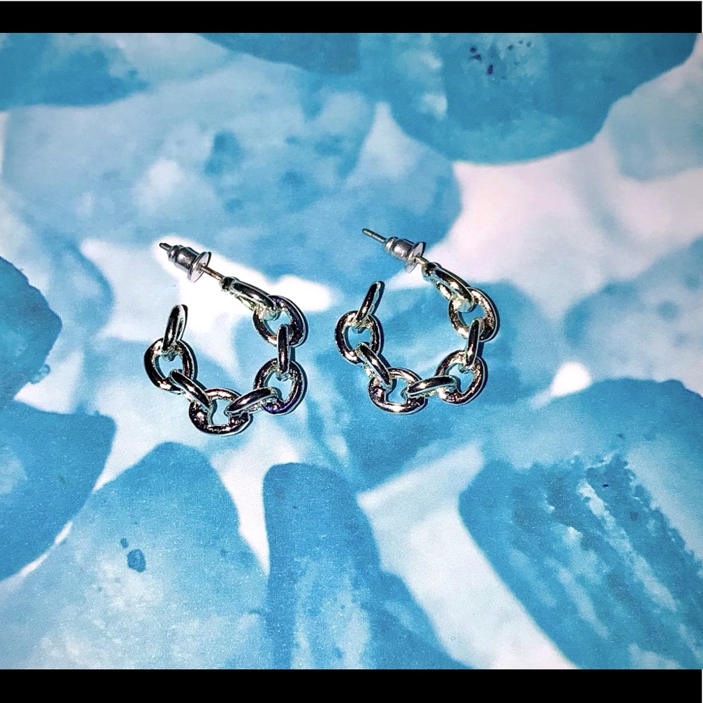 Chrome Chain Hoops /.925 plated /  NEW!!